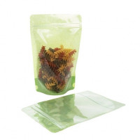 Standbodenbeutel Reispapier Transparent/Grün 15x9x23,2cm | 312 Gramm (100 Stück) [ZBGR7GRC]