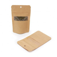 Standbodenbeutel Kraft 8x5x13cm | 28 Gramm mit rundes aufhängeloch (100 Stück) [ZBGW1KH]