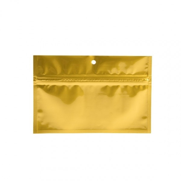 Gold Metallized Hanging Zipper Barrier Bags 15.2 x 7 cm (100 Pieces) [HZBB2MG]