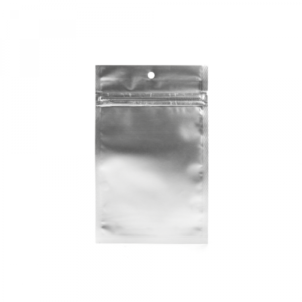 Silver Metallized Hanging Zipper Barrier Bags 15.4 x 23.5 cm (100 Pieces) [HZBB7MS]