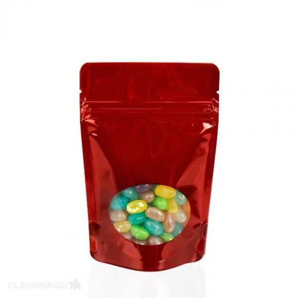 Red Window Zipper Pouch Bags 7.9 x 5.1 x 13cm (115ml) (100 pieces) [ZBGO1R]